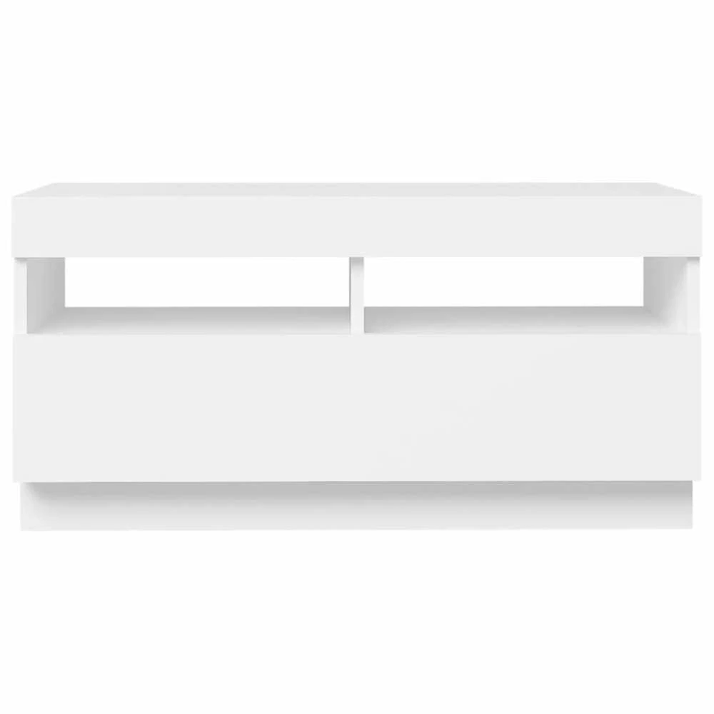 TV staliukas Televizoriaus spintelė su LED apšvietimu, balta, 80x35x40cm