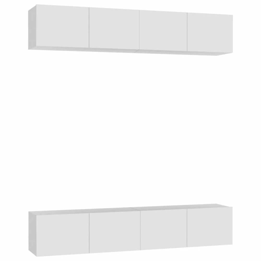 TV staliukas Televizoriaus spintelės, 4vnt., baltos, 80x30x30cm, mediena