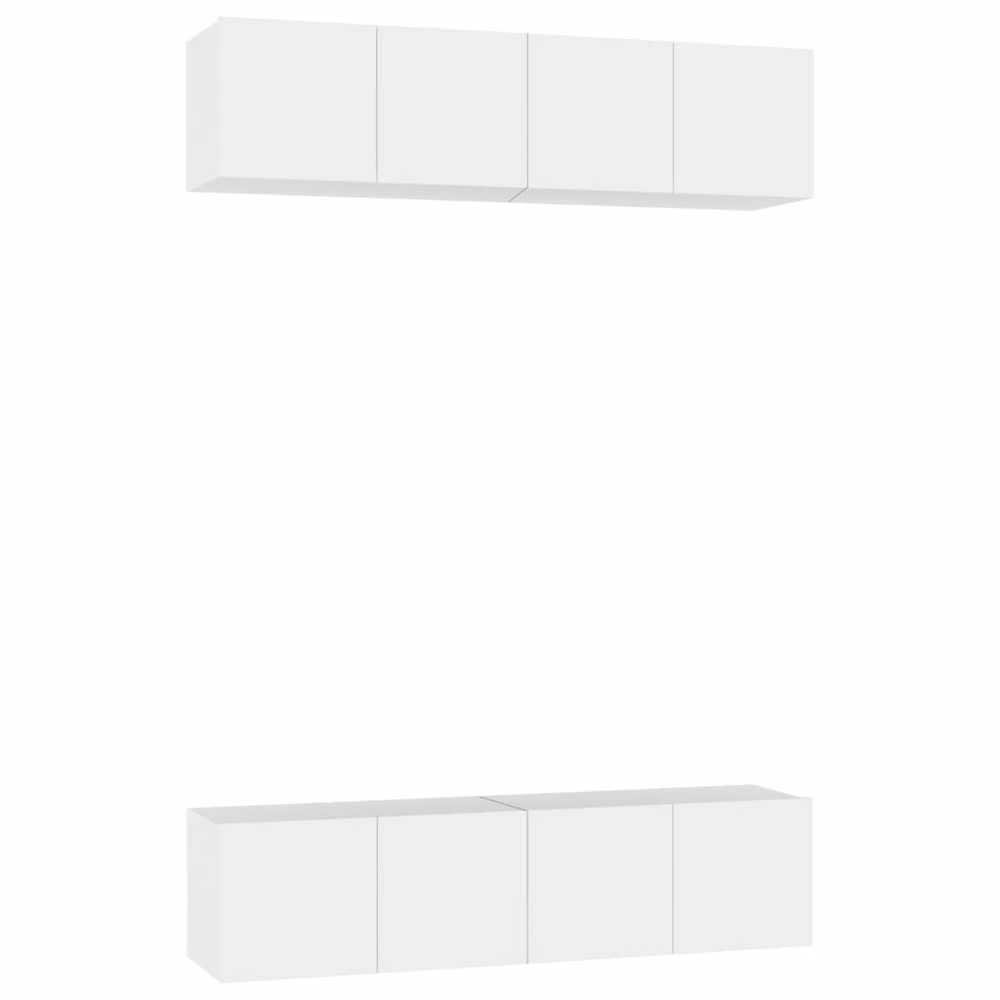 TV staliukas Televizoriaus spintelės, 4vnt., baltos, 60x30x30cm, mediena
