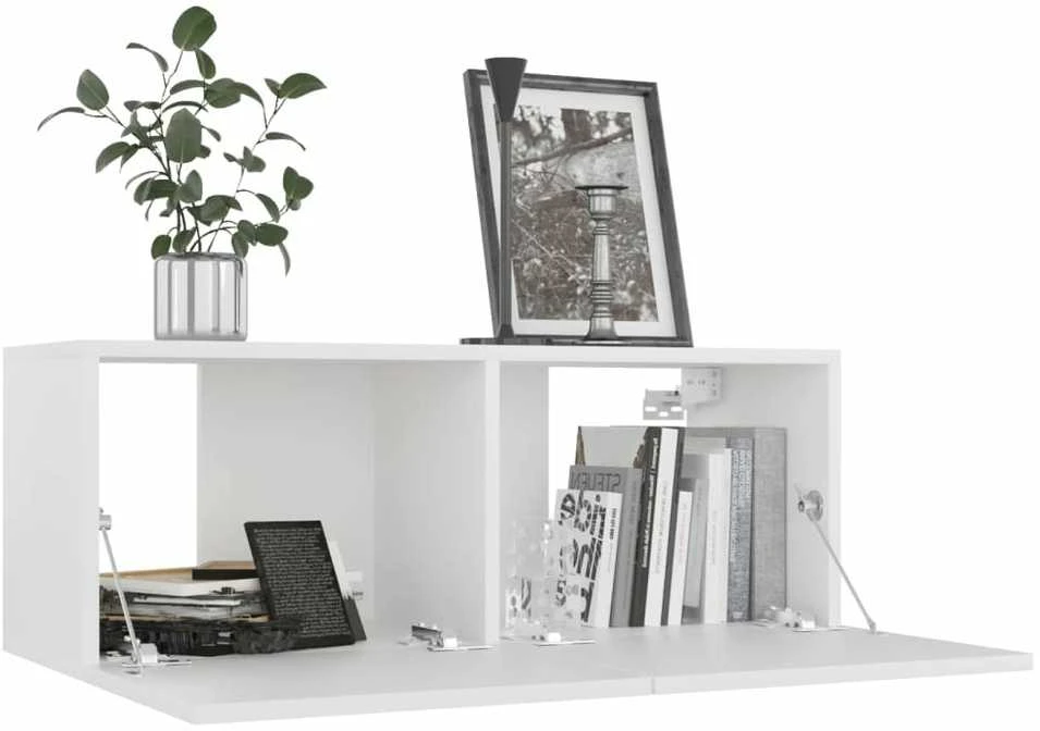 TV staliukas Televizoriaus spintelės, 4vnt., baltos, 80x30x30cm, mediena