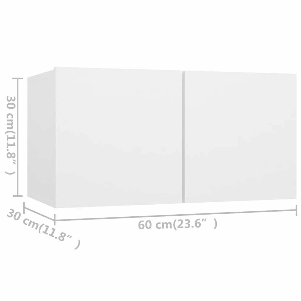 TV staliukas Televizoriaus spintelės, 4vnt., baltos, 60x30x30cm, mediena