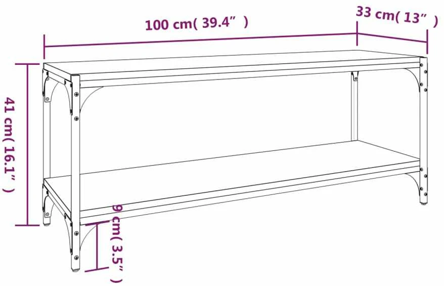 TV staliukas TV spintelė, dūminio ąžuolo, 100x33x41cm, mediena ir plienas