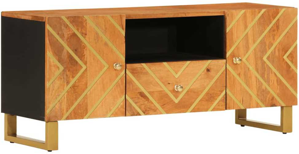 TV staliukas TV spintelė, ruda ir juoda, 105x33,5x46cm, mango masyvas