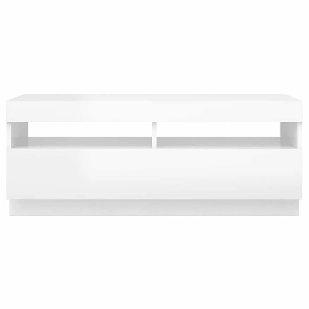 TV staliukas TV spintelė su LED apšvietimu, balta, 100x35x40cm, blizgi