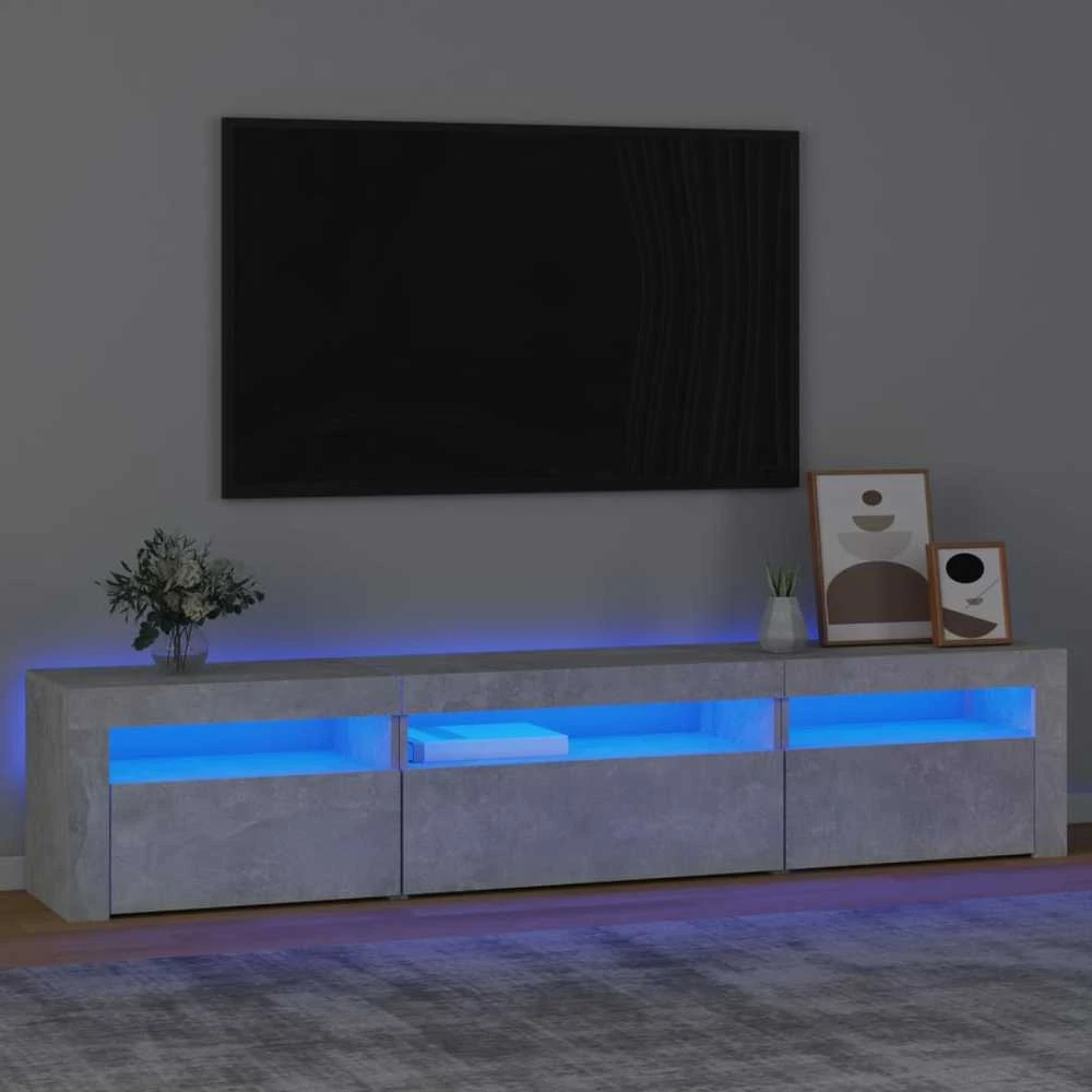 TV staliukas TV spintelė su LED apšvietimu, betono pilka, 195x35x40cm