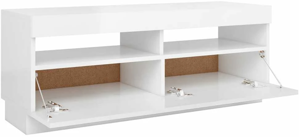 TV staliukas TV spintelė su LED apšvietimu, balta, 100x35x40cm, blizgi