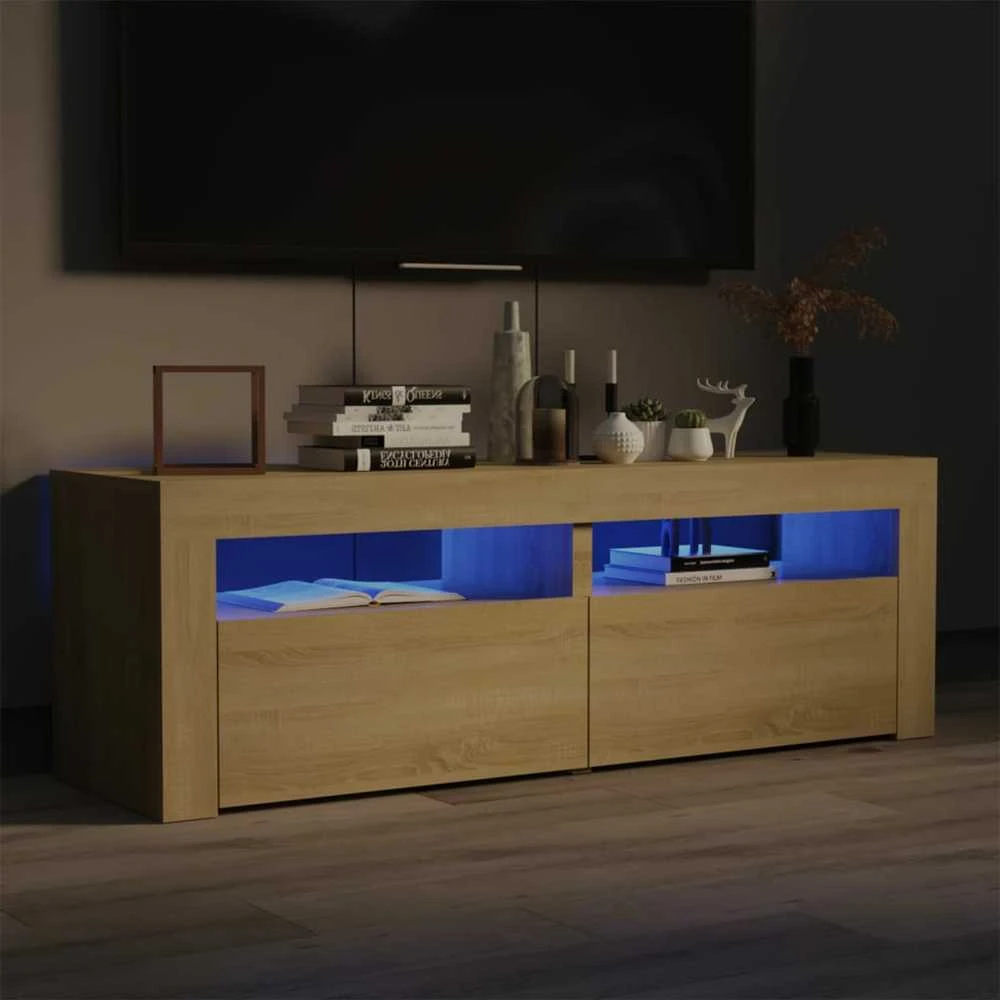 TV staliukas TV spintelė su LED, sonoma ąžuolo, 120x35x40 cm
