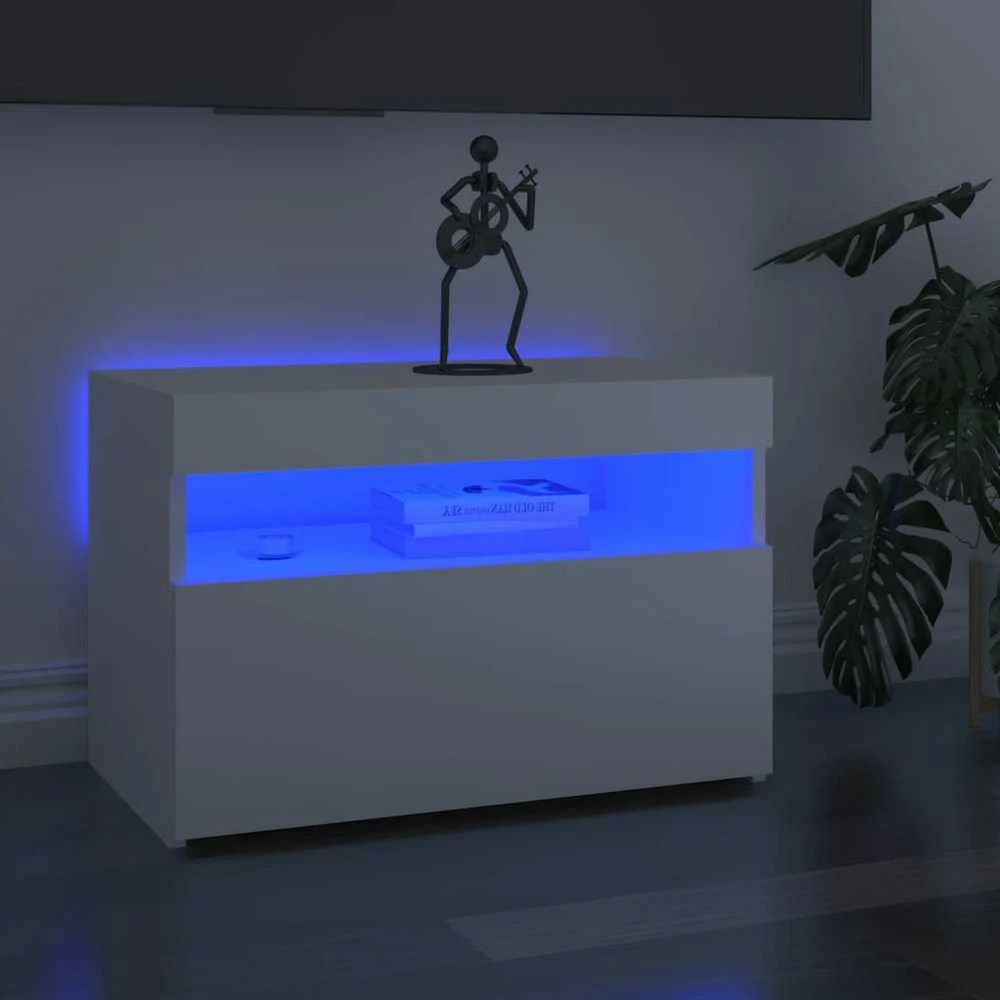 TV staliukas TV spintelės su LED apšvietimu, 2vnt., baltos, 60x35x40cm