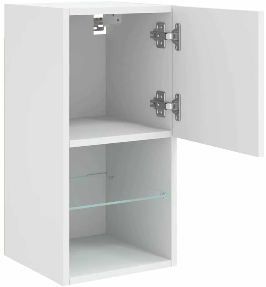 TV staliukas TV spintelės su LED lemputėmis, 2vnt., baltos, 30,5x30x60cm