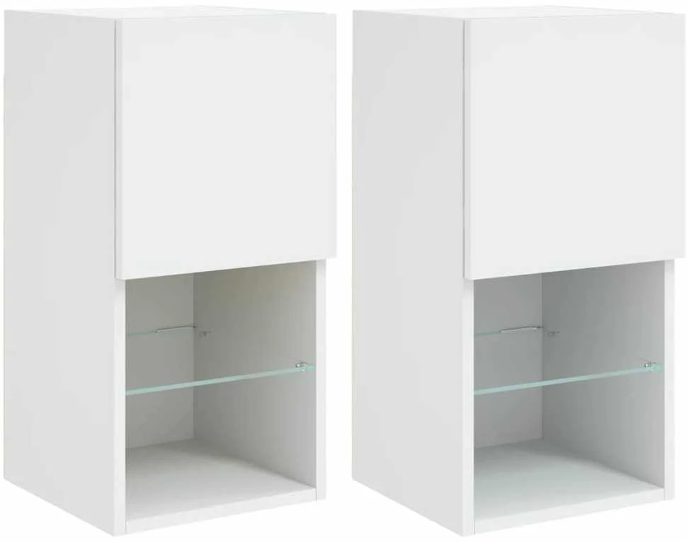 TV staliukas TV spintelės su LED lemputėmis, 2vnt., baltos, 30,5x30x60cm