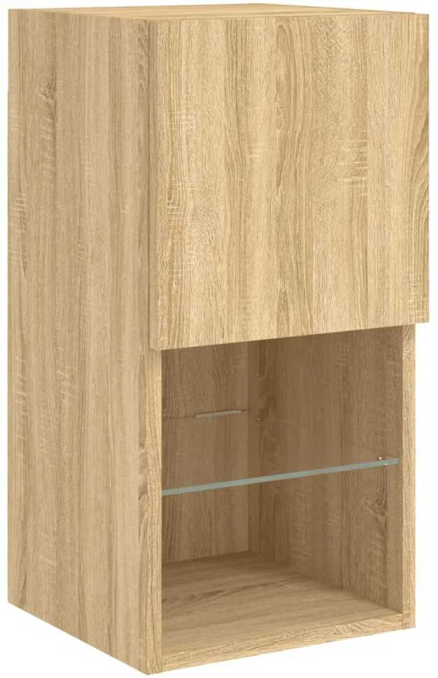 TV staliukas TV spintelės su LED lemputėmis, 2vnt., ąžuolo, 30,5x30x60cm