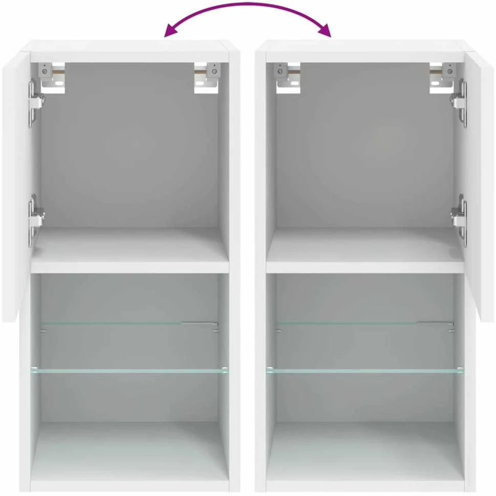 TV staliukas TV spintelės su LED lemputėmis, 2vnt., baltos, 30,5x30x60cm