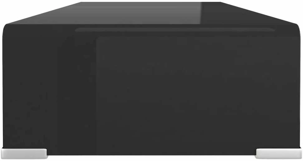 TV stovas/monitoriaus pakyla, juodas stiklas, 70x30x13 cm