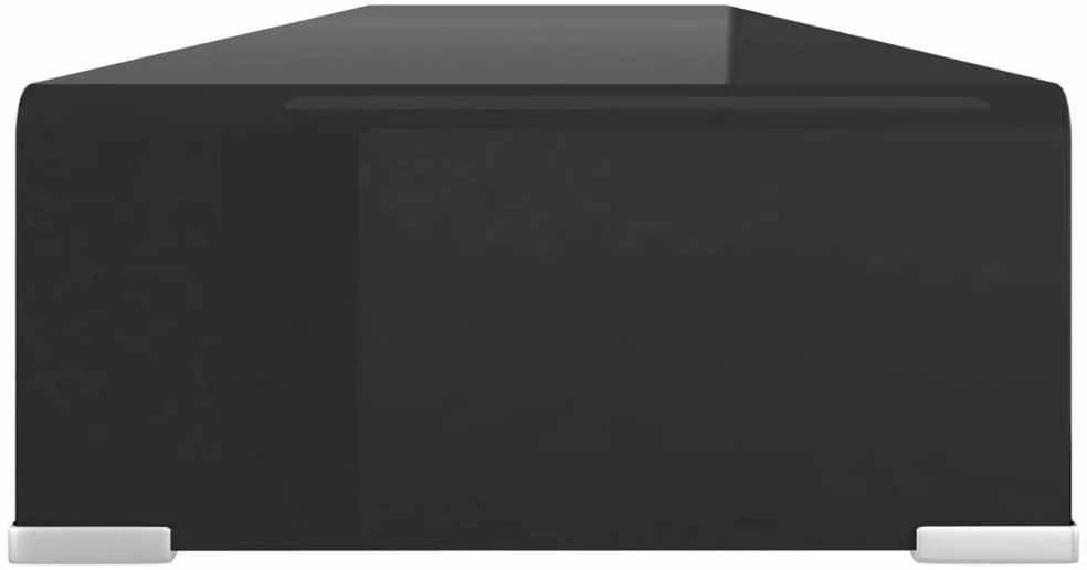 TV stovas/monitoriaus pakyla, juodas stiklas, 120x30x13 cm