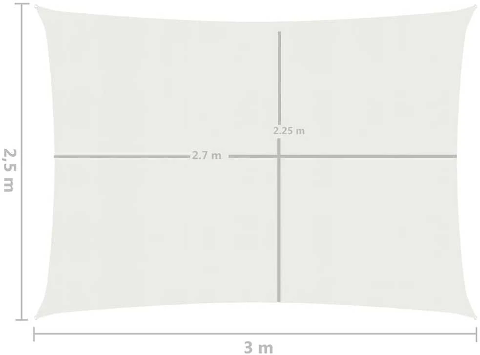 Uždanga nuo saulės, baltos spalvos, 2,5x3m, HDPE, 160g/m²