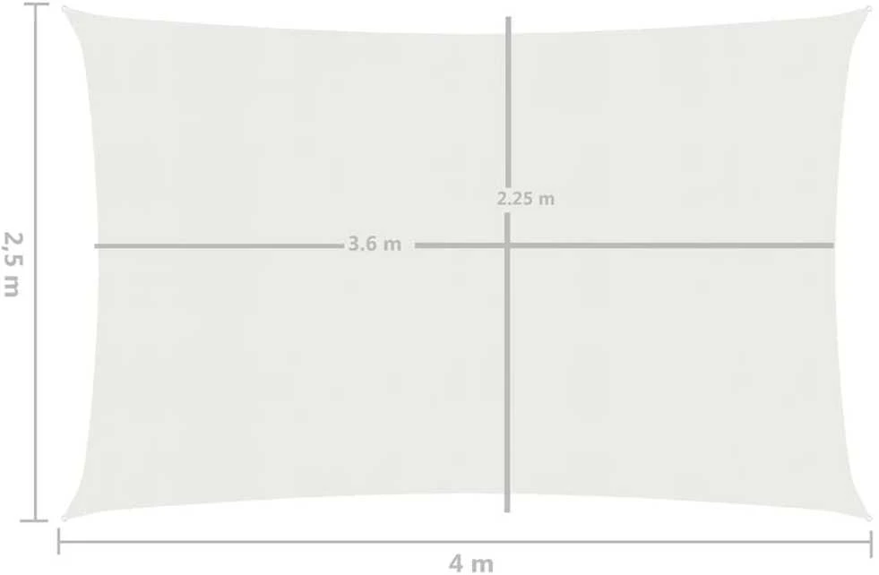 Uždanga nuo saulės, baltos spalvos, 2,5x4m, HDPE, 160g/m²