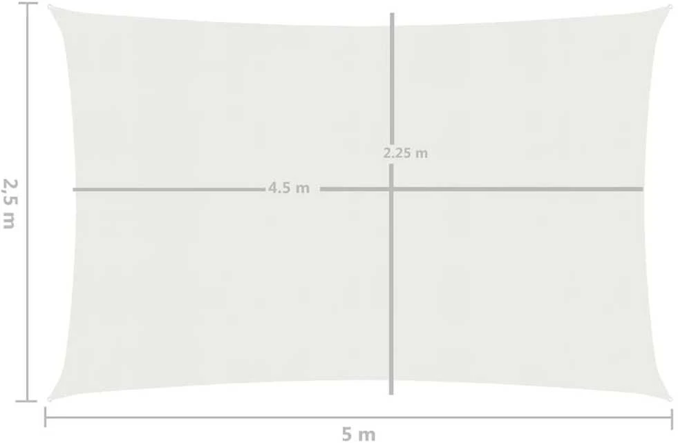 Uždanga nuo saulės, baltos spalvos, 2,5x5m, HDPE, 160g/m²