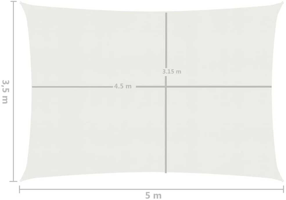 Uždanga nuo saulės, baltos spalvos, 3,5x5m, HDPE, 160g/m²