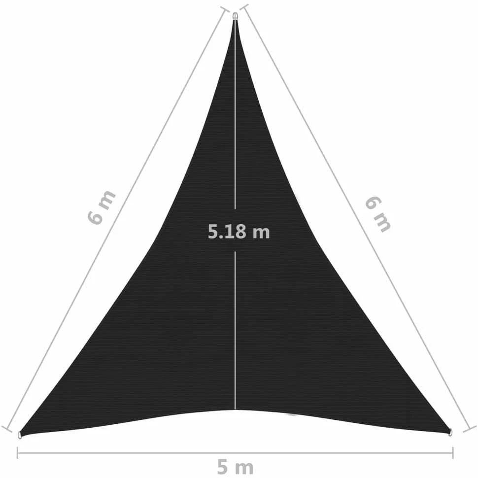 Uždanga nuo saulės, juodos spalvos, 5x6x6m, HDPE, 160g/m²