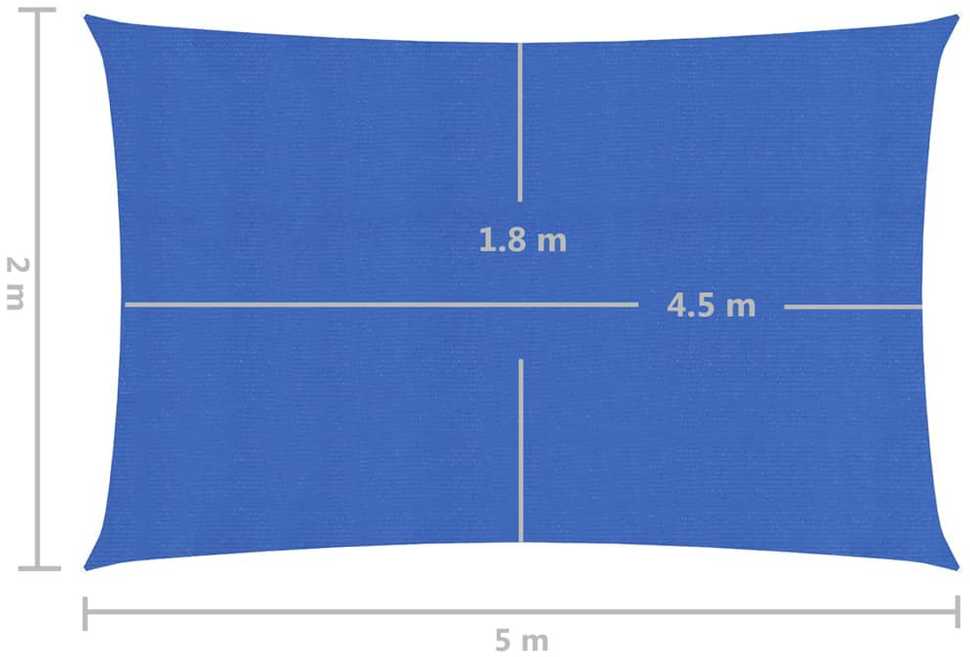 Uždanga nuo saulės, mėlynos spalvos, 2x5m, HDPE, 160g/m²