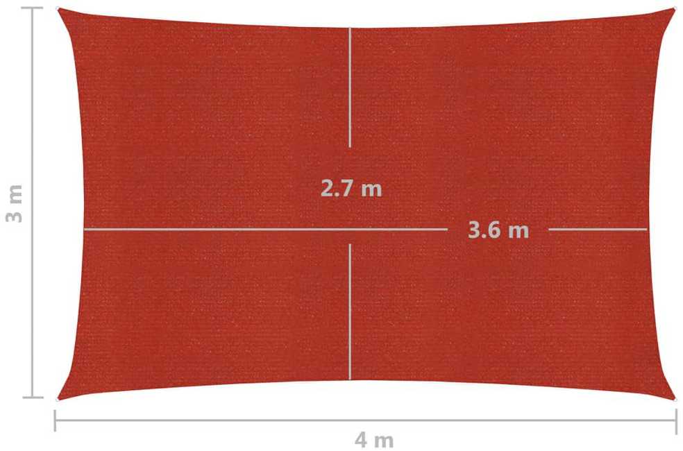 Uždanga nuo saulės, raudonos spalvos, 3x4m, HDPE, 160g/m²