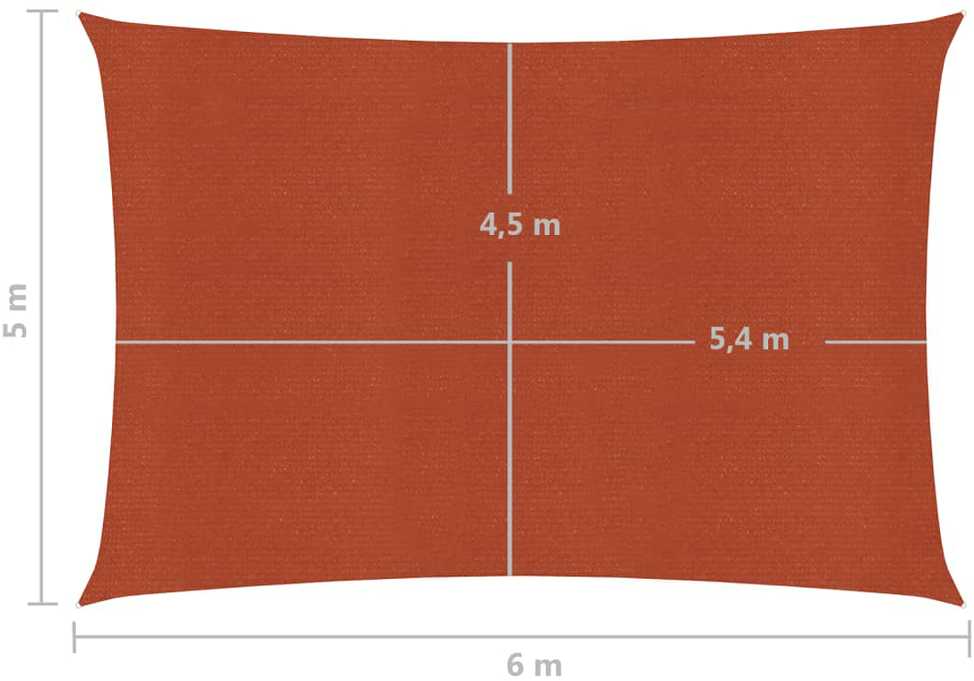 Uždanga nuo saulės, terakota spalvos, 5x6m, HDPE, 160g/m²