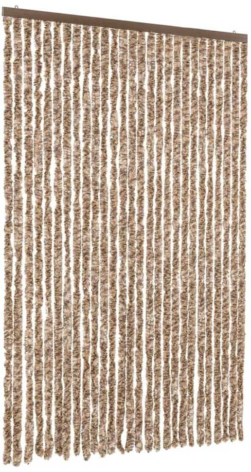 Užuolaida nuo musių, smėlio ir tamsiai ruda, 118x220cm, šenilis