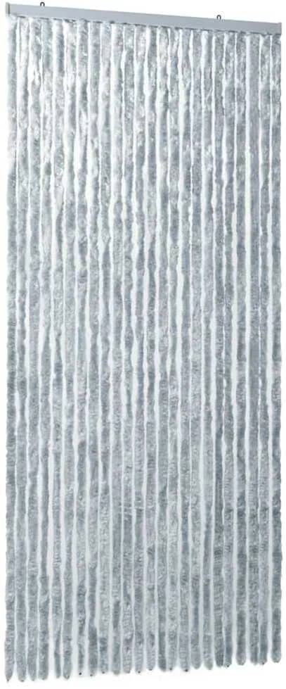 Užuolaida nuo vabzdžių, pilka ir balta, 100x220 cm, šenilis