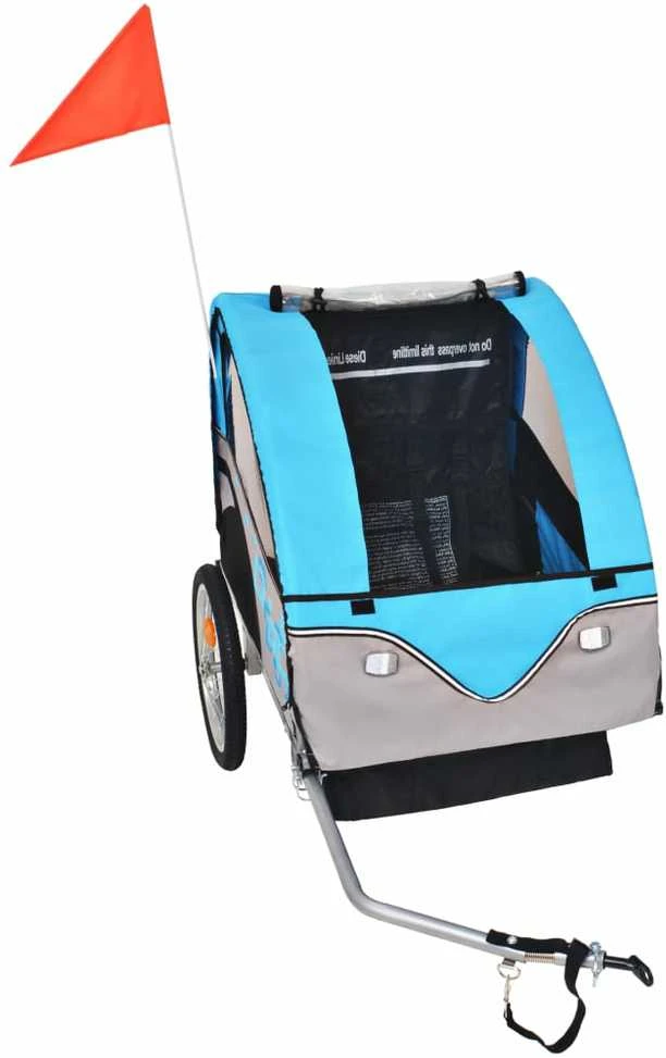 Dviračio priekaba, pilkos ir mėlynos spalvos, 30kg