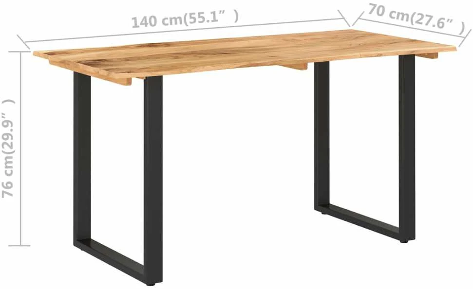 Valgomojo stalas, 140x70x76cm, akacijos medienos masyvas