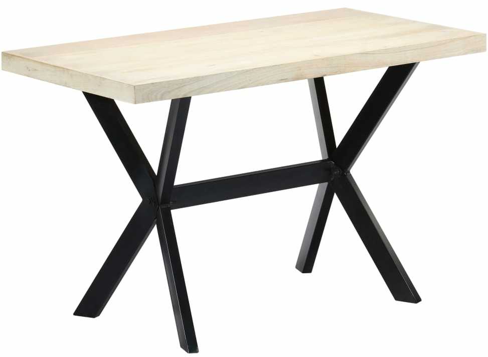 Valgomojo stalas, baltas, 120x60x75 cm, mango med. masyvas