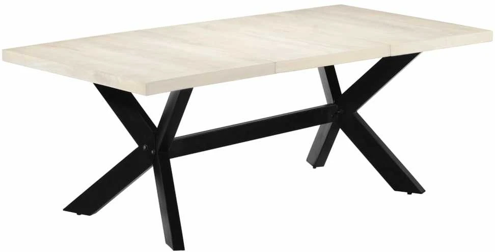 Valgomojo stalas, baltas, 200x100x75 cm, mango med. masyvas