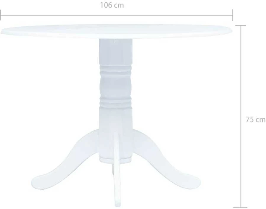 Valgomojo stalas, baltos sp., 106cm, kaučiukmedžio med. masyvas