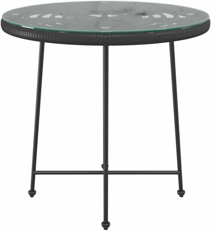 Valgomojo stalas, juodas, 80cm, grūdintas stiklas ir plienas