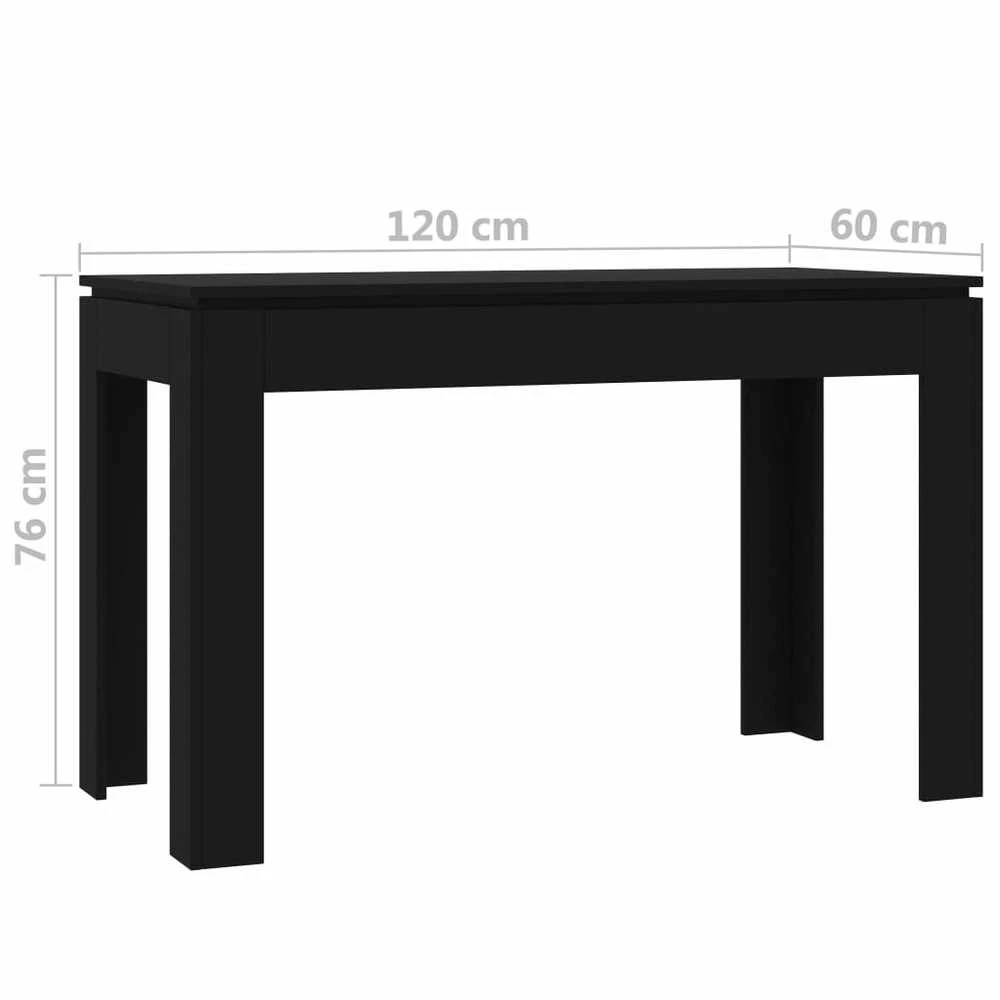 Valgomojo stalas, juodos spalvos, 120x60x76cm, apdirbta mediena