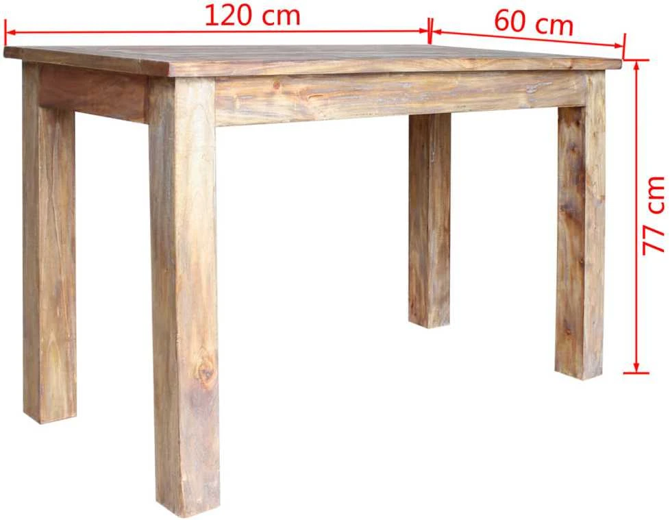 Valgomojo stalas, 120x60x77cm, raudonmedžio medienos masyvas