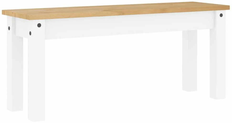 Valgomojo suoliukas Panama, baltas, 105x30x45cm, pušies masyvas