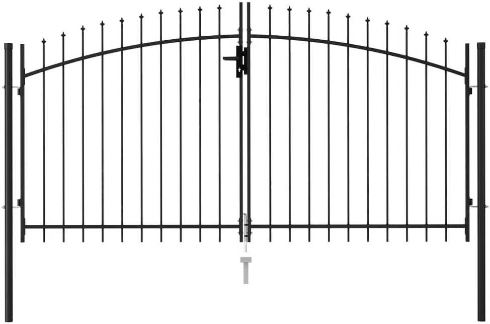 Vartai su smailiais viršugaliais, juodi, 3x1,5m, plienas