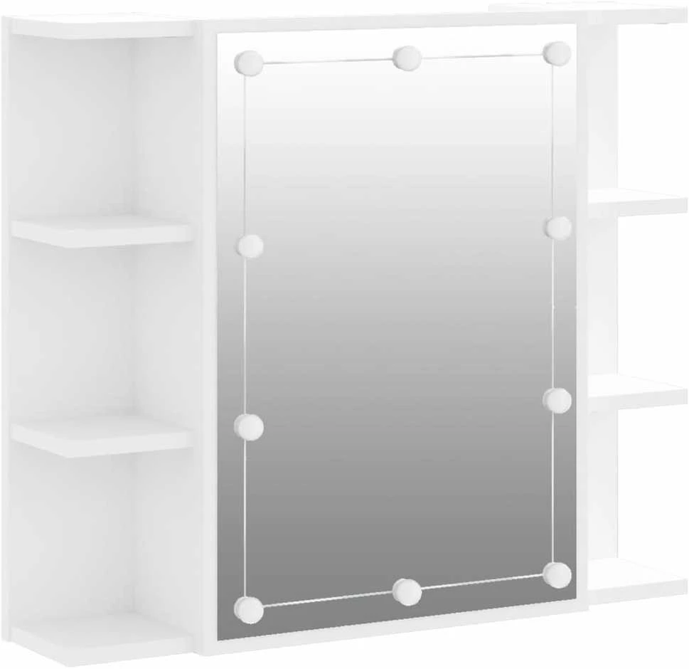 Veidrodinė spintelė su LED apšvietimu, balta, 70x16,5x60cm