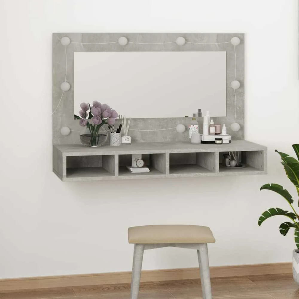 Veidrodinė spintelė su LED apšvietimu, pilka, 90x31,5x62cm