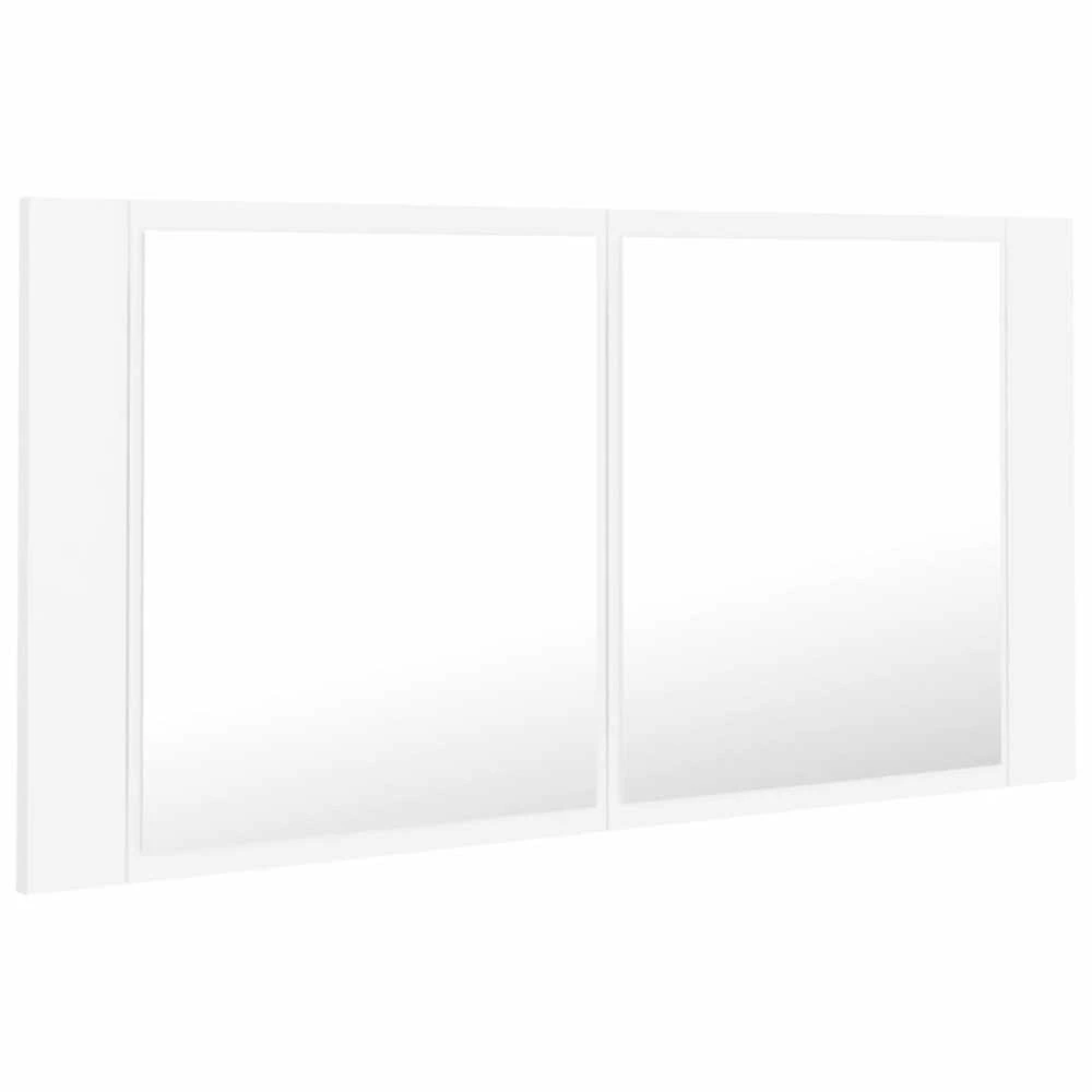 Veidrodinė vonios spintelė su LED, balta, 90x12x45cm, akrilas