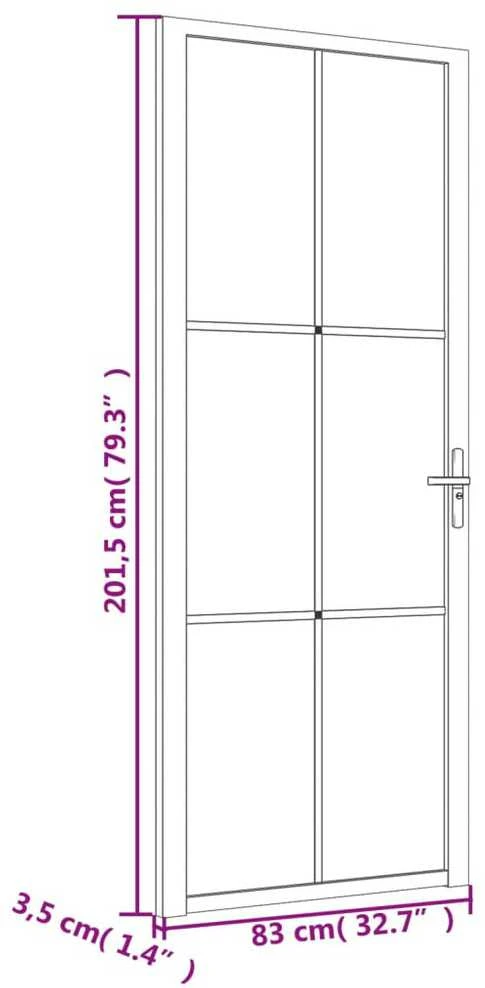 Vidaus durys, baltos, 83x201,5cm, ESG stiklas ir aliuminis