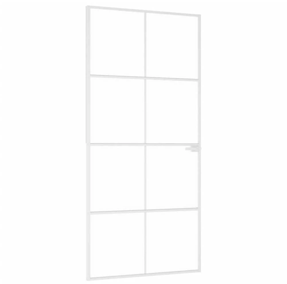 Vidaus durys, baltos, 93x201,5cm, grūdintas stiklas/aliuminis