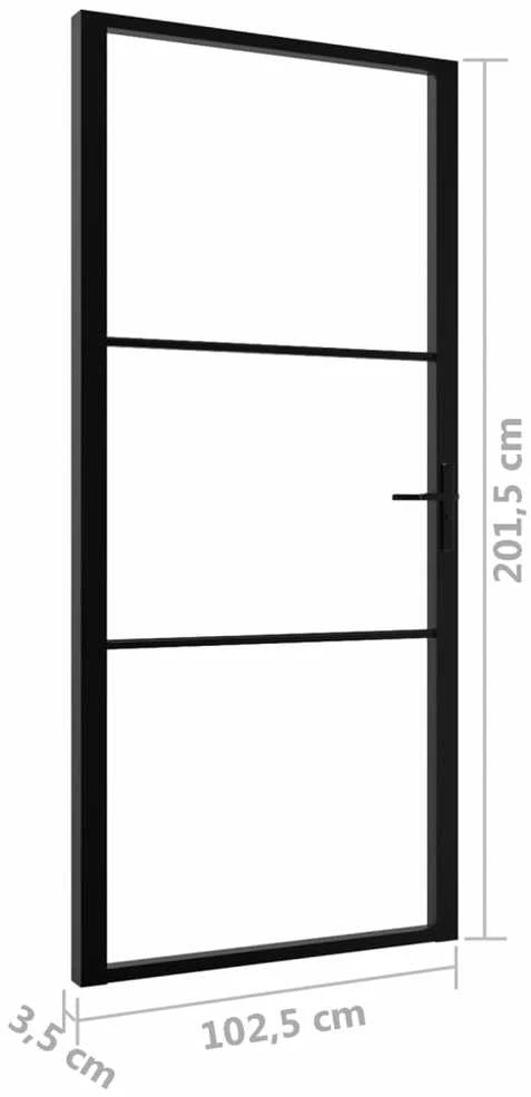 Vidaus durys, juodos, 102,5x201,5cm, ESG stiklas ir aliuminis