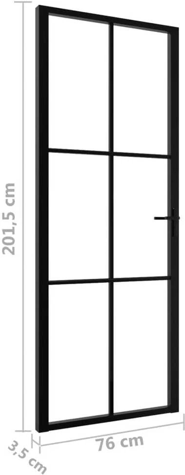Vidaus durys, juodos, 76x201,5cm, ESG stiklas ir aliuminis