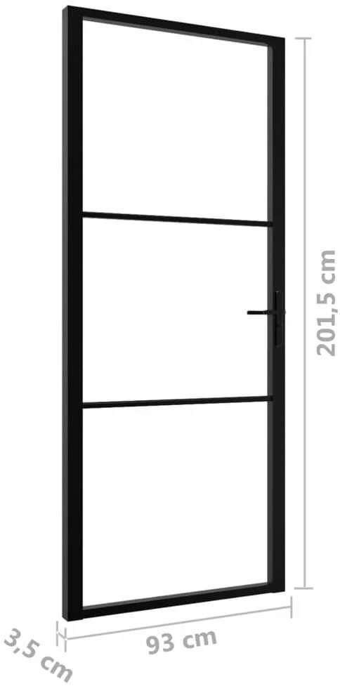 Vidaus durys, juodos, 93x201,5cm, ESG stiklas ir aliuminis