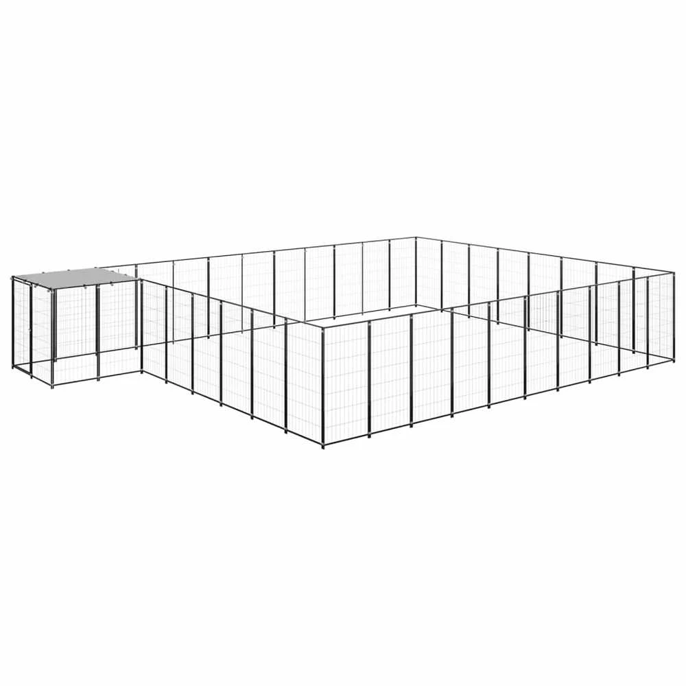 Voljeras šunims, juodos spalvos, 25,41 m², plienas