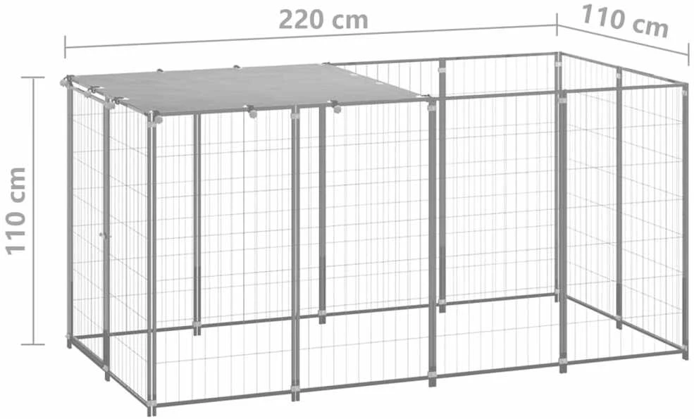 Voljeras šunims, sidabrinės spalvos, 2,42 m², plienas