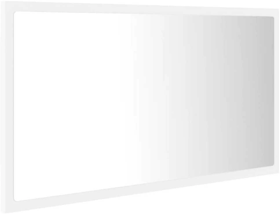 Vonios kambario LED veidrodis, baltas, 80x8,5x37cm, akrilas