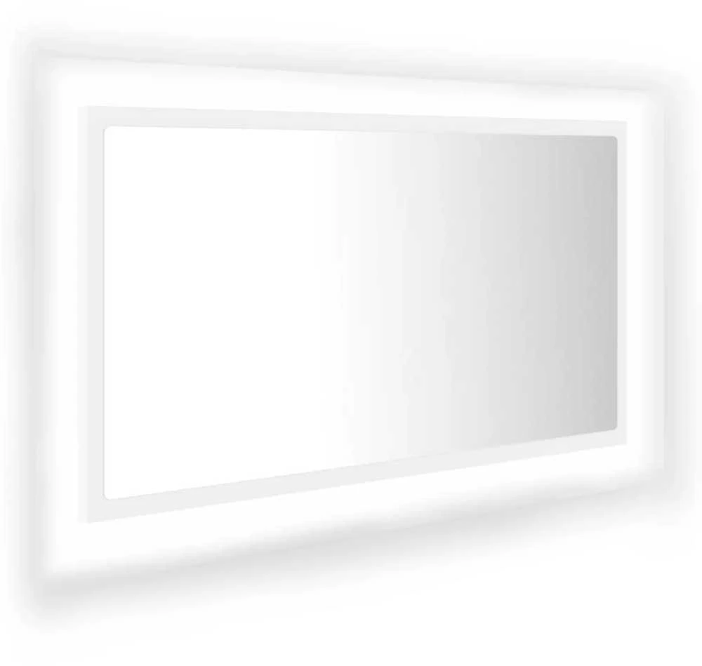 Vonios kambario LED veidrodis, baltas, 80x8,5x37cm, akrilas